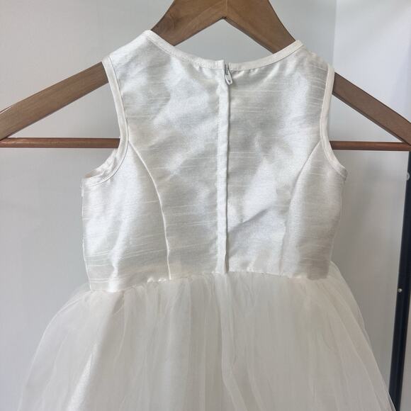 Elegant David's Bridal Flower Girl Corded Lace & Tulle Dress White girls sz 3 - Picture 5 of 8